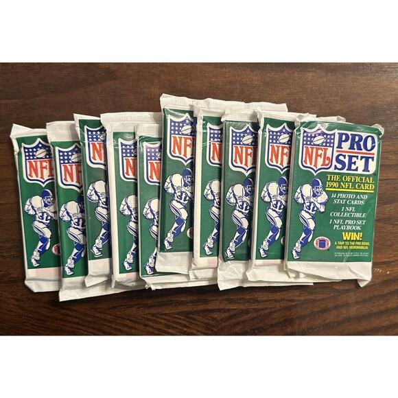 Lot of 10 x 1990 PRO SET Series 1 NFL Football Sealed Packs - Picture 1 of 3